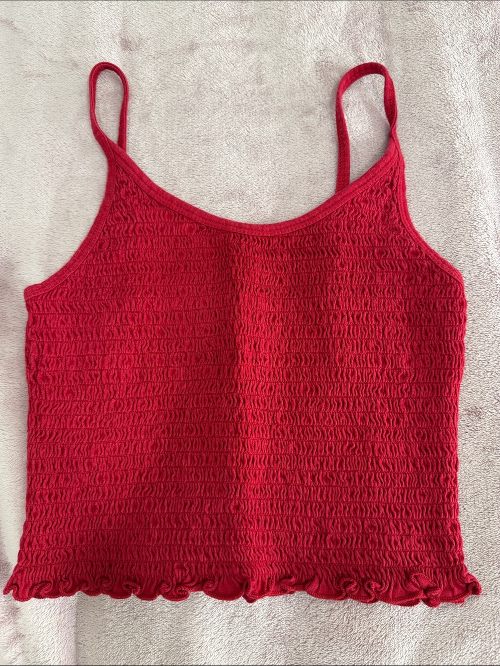 Hollister Red Smocked Spaghetti Strap Crop Top